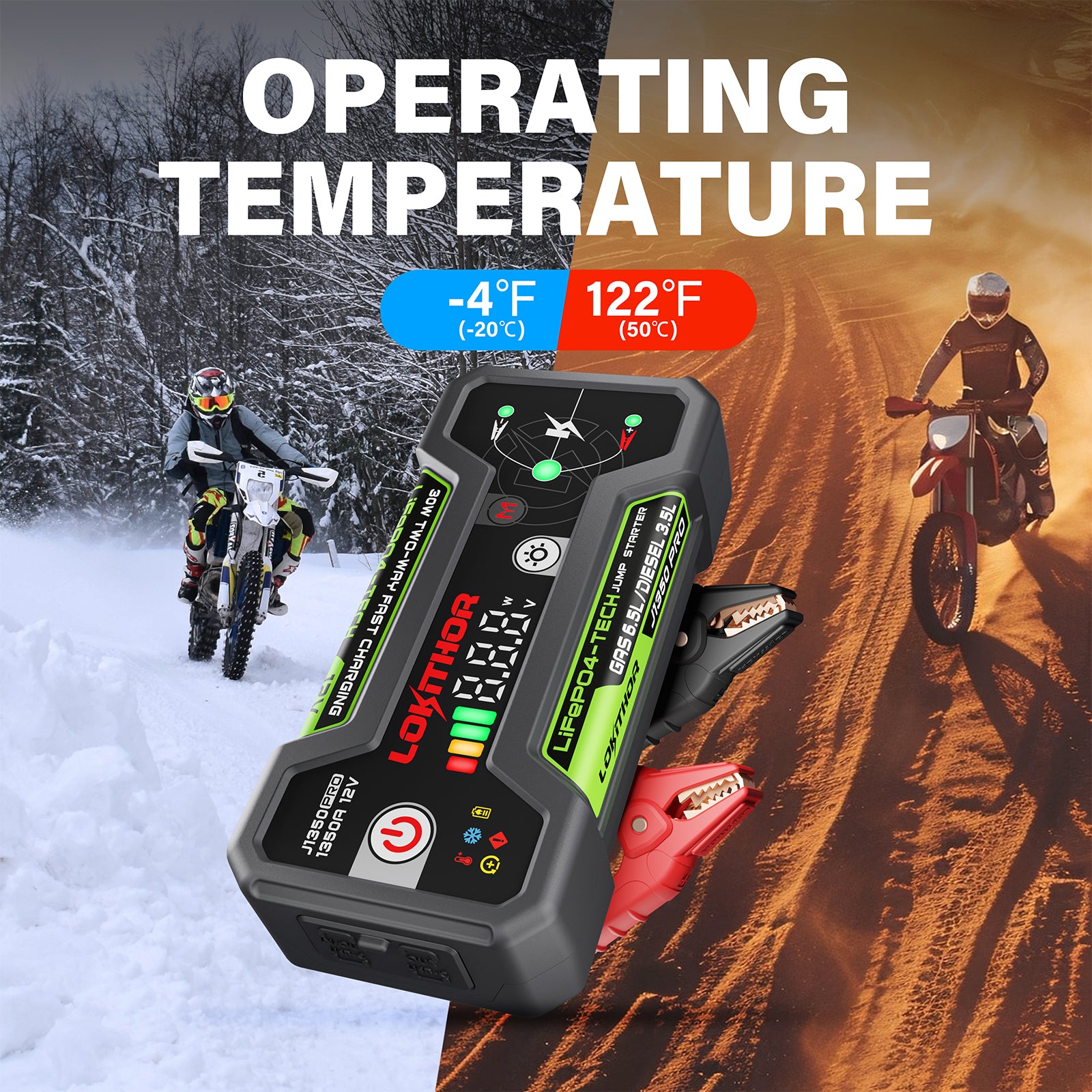 LOKITHOR J1350 PRO Jump Starter with LiFePO4 Safety Battery 1350Amp