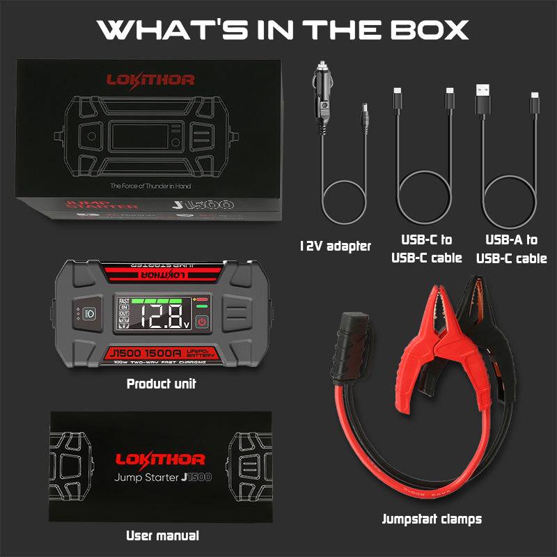 LOKITHOR J1500 Jump Starter with LiFePO4 Safety Battery 1500Amp