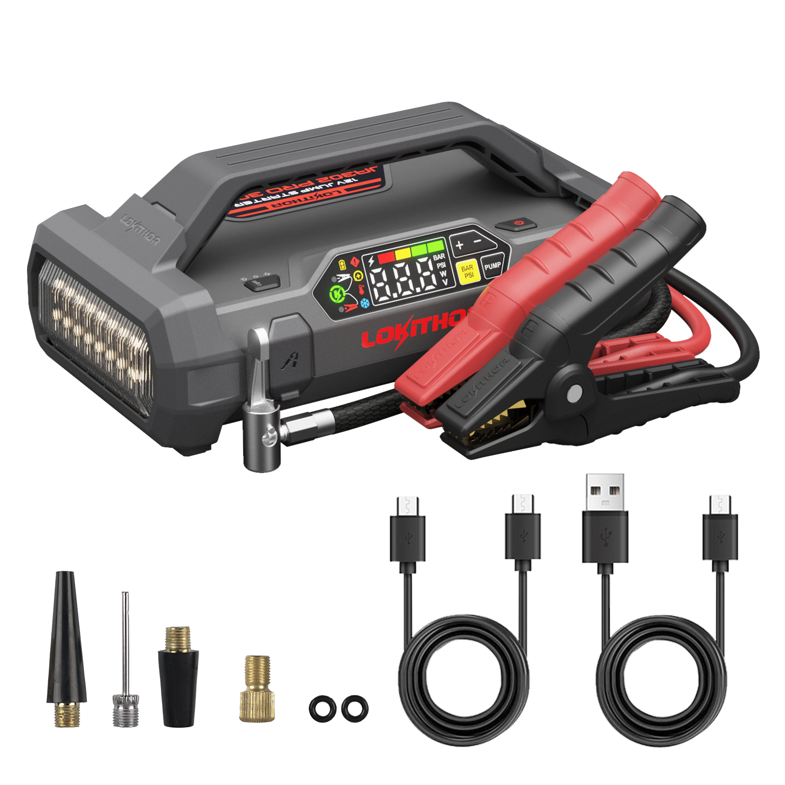 Lokithor JA302 PRO Jump Starter with Air Compressor ConnectMax Technology 12V 3000A